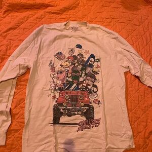 Brandy Melville White Graphic Long Sleeve Tee